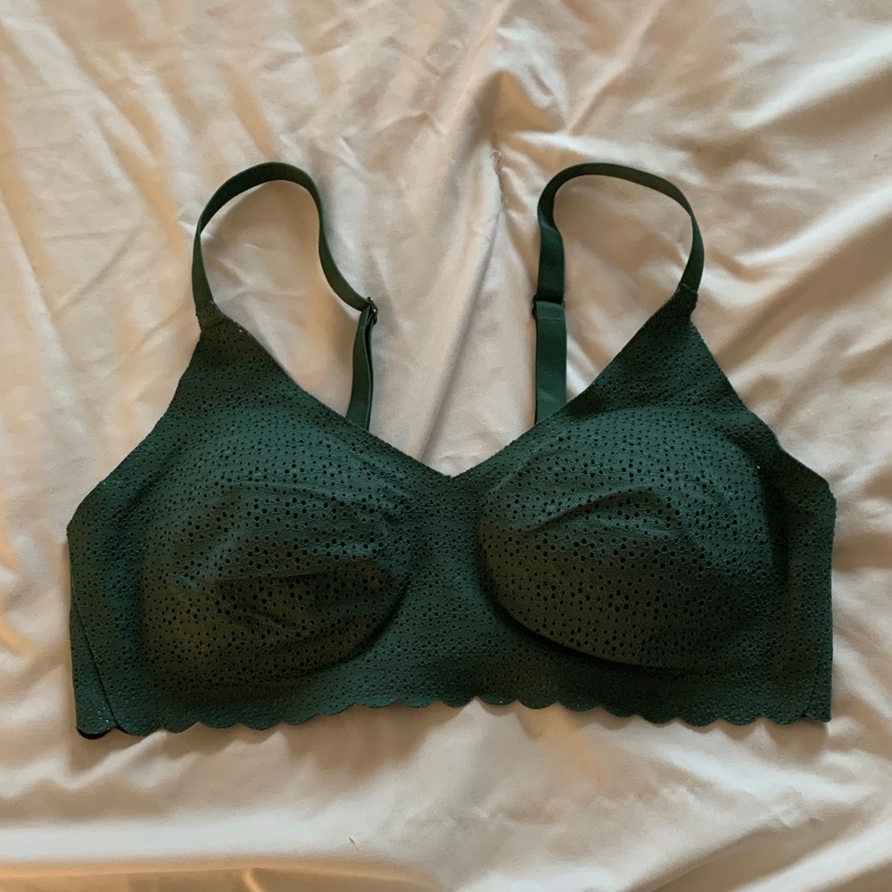 Aerie Dark Green Textured Bra